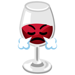 face with steam from nose and wine glass