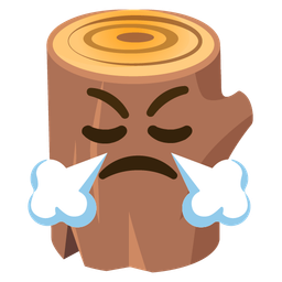 face with steam from nose and wood