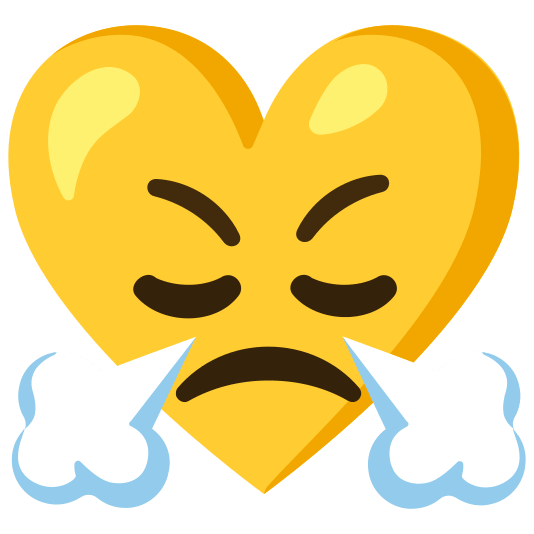 Face with steam from nose and Yellow heart