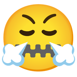 face with steam from nose and zipper-mouth face