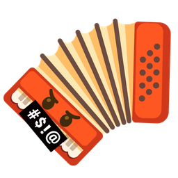 face with symbols on mouth and accordion