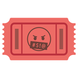 face with symbols on mouth and admission tickets