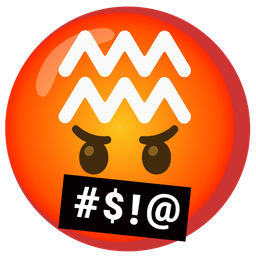 face with symbols on mouth and Aquarius