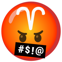 face with symbols on mouth and Aries