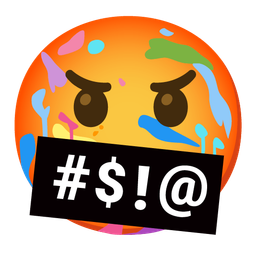 face with symbols on mouth and artist palette