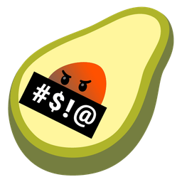 face with symbols on mouth and avocado