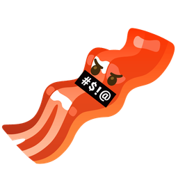 face with symbols on mouth and bacon