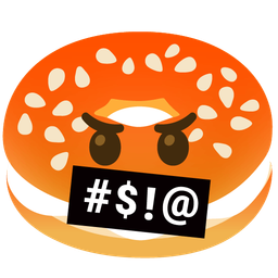 face with symbols on mouth and bagel