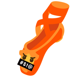 face with symbols on mouth and ballet shoes