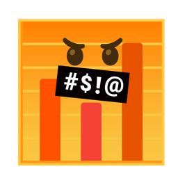 face with symbols on mouth and bar chart