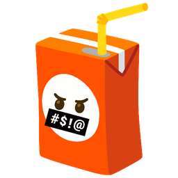 face with symbols on mouth and beverage box