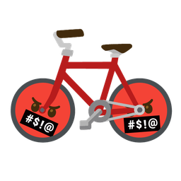 face with symbols on mouth and bicycle