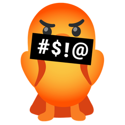 face with symbols on mouth and bird