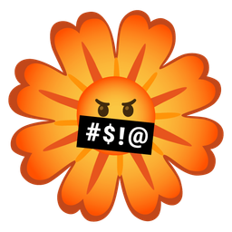 face with symbols on mouth and blossom