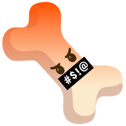 face with symbols on mouth and bone