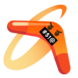 face with symbols on mouth and boomerang