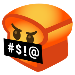 face with symbols on mouth and bread