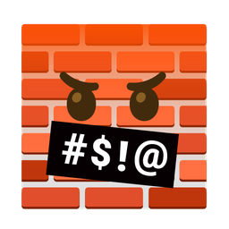 face with symbols on mouth and brick