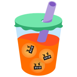 face with symbols on mouth and bubble tea