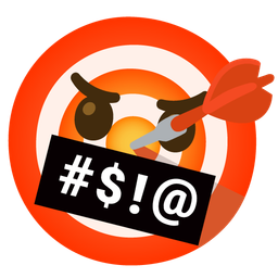 face with symbols on mouth and bullseye