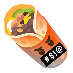 face with symbols on mouth and burrito
