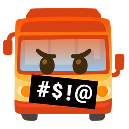 face with symbols on mouth and bus