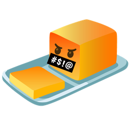 face with symbols on mouth and butter