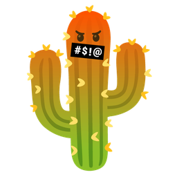 face with symbols on mouth and cactus