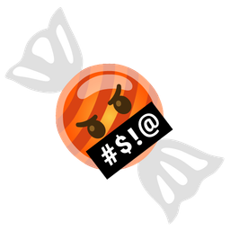 face with symbols on mouth and candy