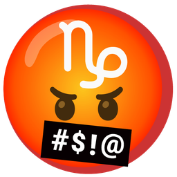 face with symbols on mouth and Capricorn