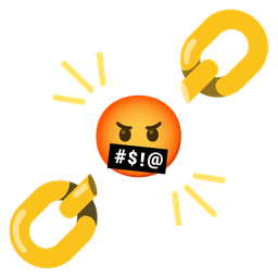 face with symbols on mouth and chains