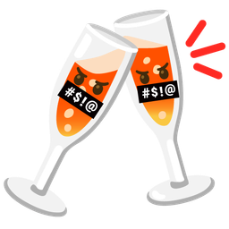 face with symbols on mouth and clinking glasses