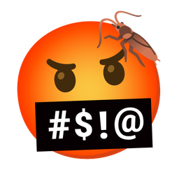 face with symbols on mouth and cockroach