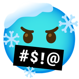 face with symbols on mouth and cold face