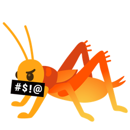 face with symbols on mouth and cricket