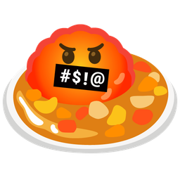 face with symbols on mouth and curry rice