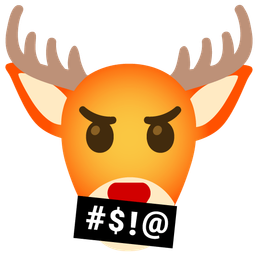 face with symbols on mouth and deer