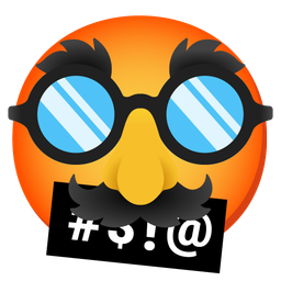 face with symbols on mouth and disguised face