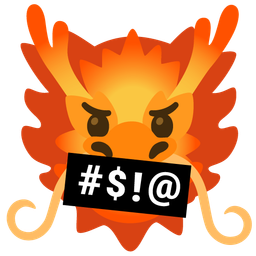 face with symbols on mouth and dragon