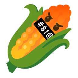 face with symbols on mouth and ear of corn