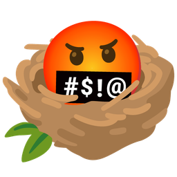 face with symbols on mouth and empty nest