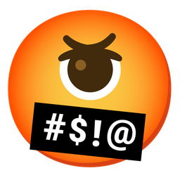 face with symbols on mouth and eye