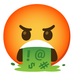 face with symbols on mouth and face vomiting