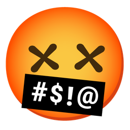 face with symbols on mouth and face with crossed-out eyes