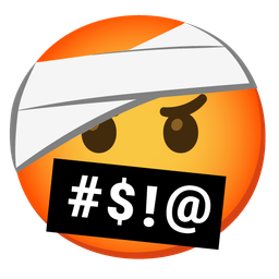 face with symbols on mouth and face with head-bandage