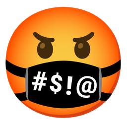 face with symbols on mouth and face with medical mask