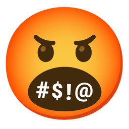 face with symbols on mouth and face with open mouth