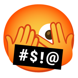 face with symbols on mouth and face with peeking eye