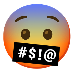 face with symbols on mouth and fearful face