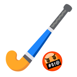 face with symbols on mouth and field hockey